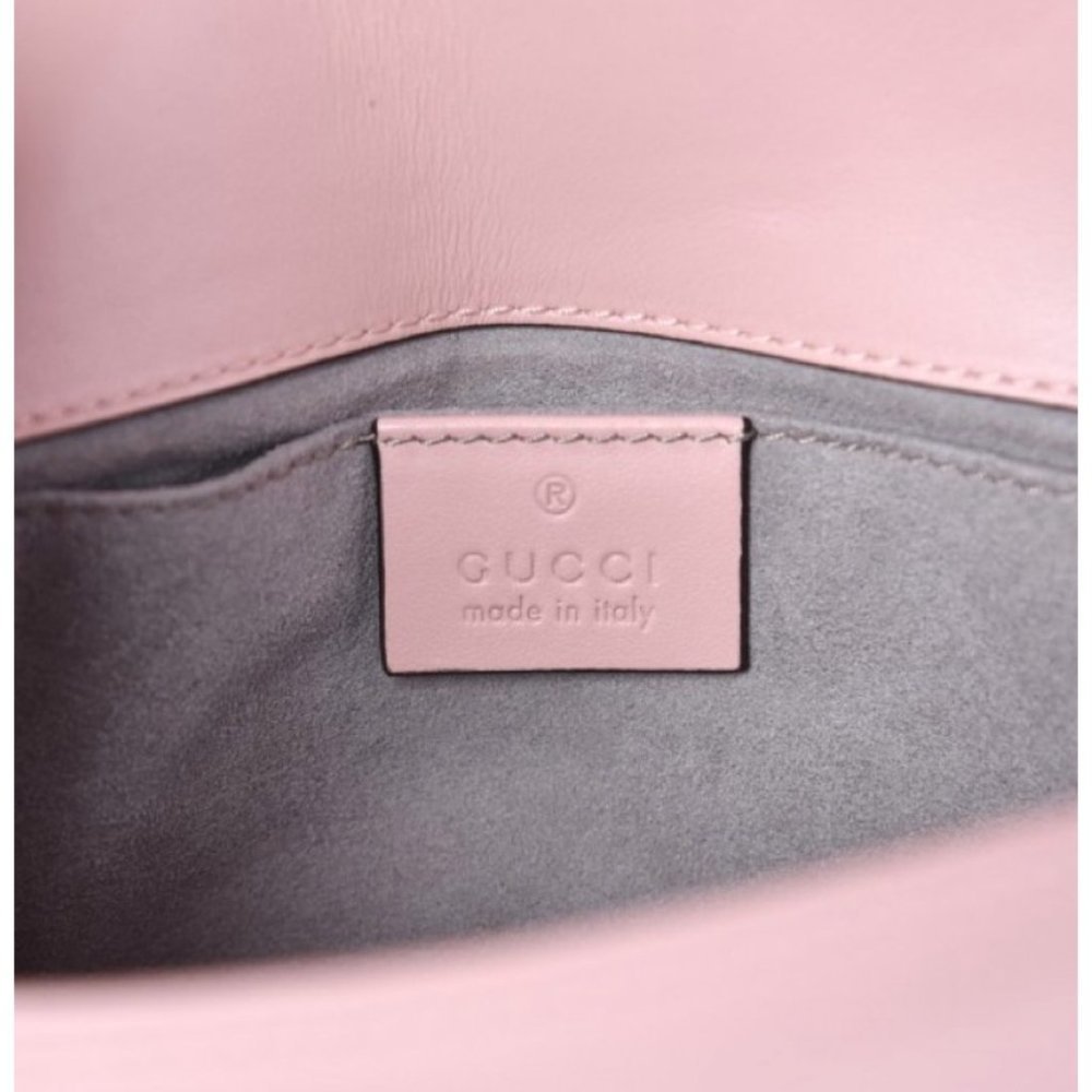 GUCCI Matelasse Mini GG Marmont Shoulder Bag Perfect Pink - Picture 11 of 11